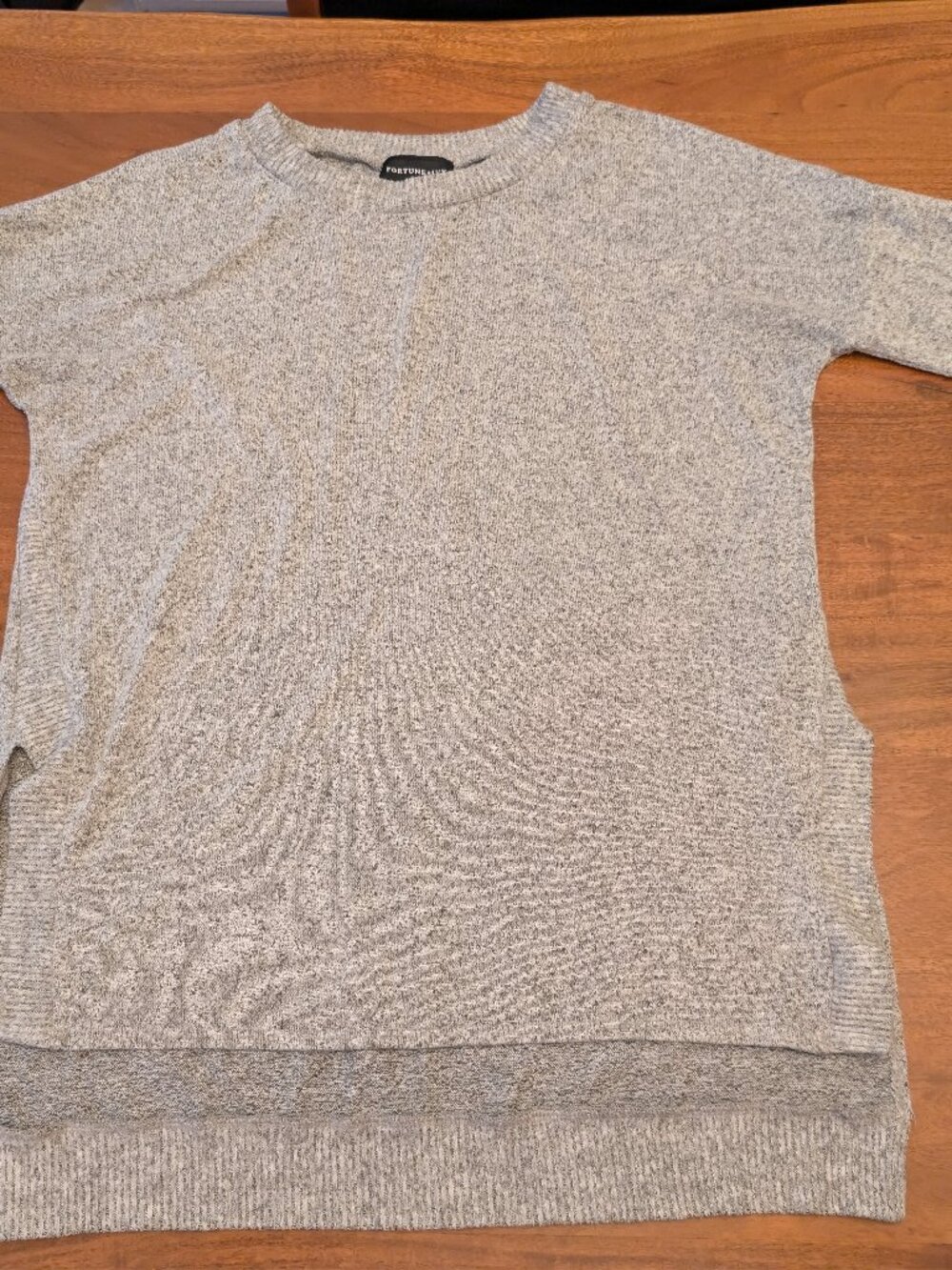 Fortune + Ivy Gray Tunic Sweater Women's Small Long Sleeve Hi-Low Knit Pullover